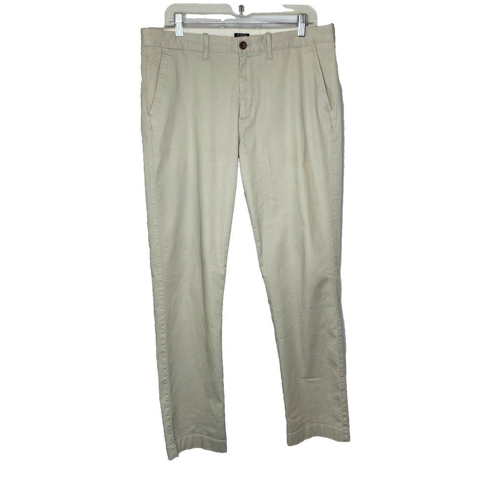 Men's 34 X 32 J.Crew Straight Leg Cream Chino Cotton Blend Pants
